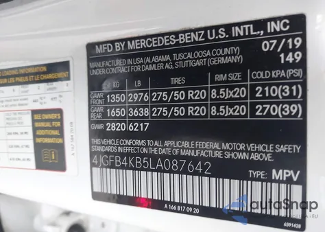 2020 Mercedes-Benz Gle 350 4Matic z USA, uszkodzony, nr VIN 4JGFB4KB5LA087642